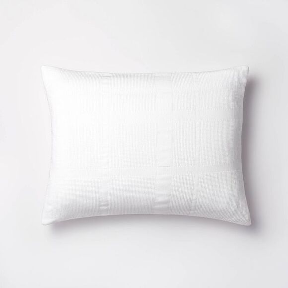Standard Waffle Matelasse Quilt Sham White - Thres White - Picture 1 of 4